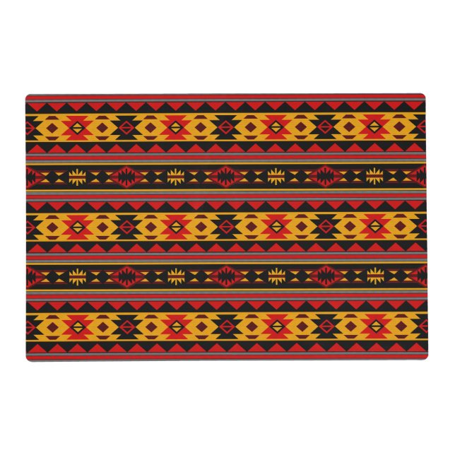 Southwest Design Red Black Gold Tribal Pattern Placemat (Front)