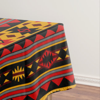 Southwest Design Red Black Gold Tribal Pattern Tablecloth
