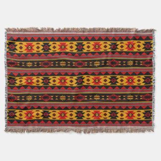 Southwest Design Red Black Gold Tribal Pattern Throw Blanket