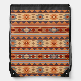 Southwest Design Tribal Pattern Tan Drawstring Bag