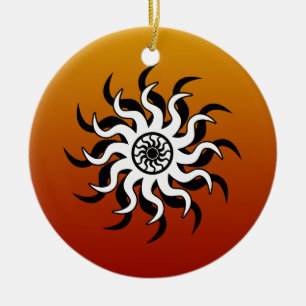 Southwest Design Tribal Sun Ceramic Ornament