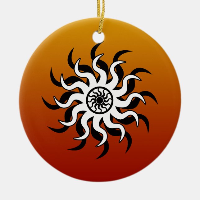 Southwest Design Tribal Sun Ceramic Ornament (Front)