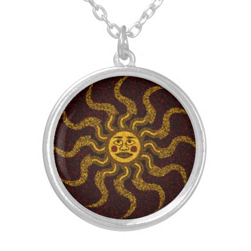 Southwest Design Tribal Sun Face Silver Plated Necklace