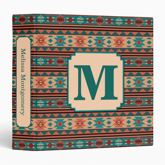 Southwest Design Turquoise Terracotta Monogram Binder (Front/Spine)