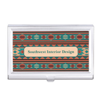 Southwest Design Turquoise Terracotta Monogram Business Card Case