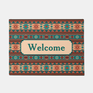 Southwest Design Turquoise Terracotta Monogram Doormat