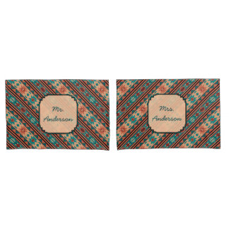 Southwest Design Turquoise Terracotta Monogram Pillow Case