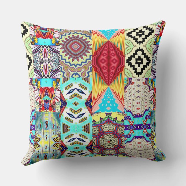 SOUTHWEST DESIGNER COLLAGE THROW PILLOW (Back)