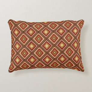 Southwest Diamond Rust Red & Beige Navajo Style Accent Pillow