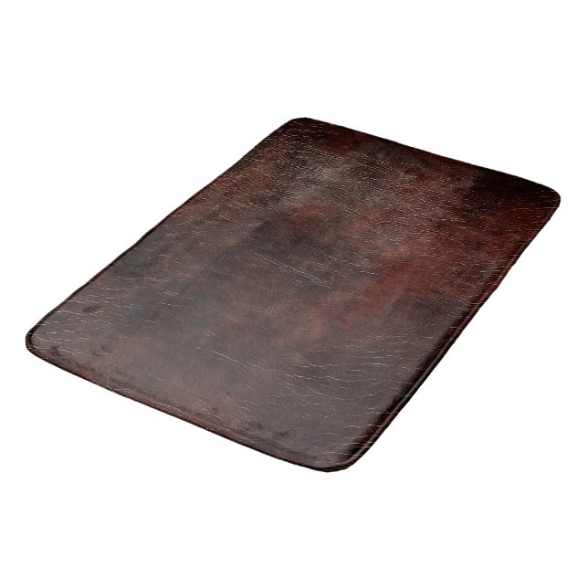 Southwest Faux Brown Leather Cowhide  Bath Mat (Angled)