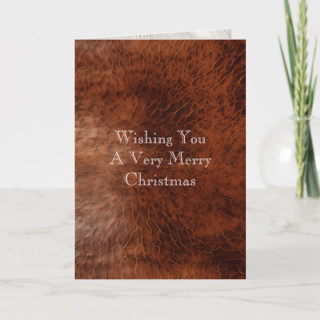 Southwest Faux Brown Leather Cowhide  Card (Front)