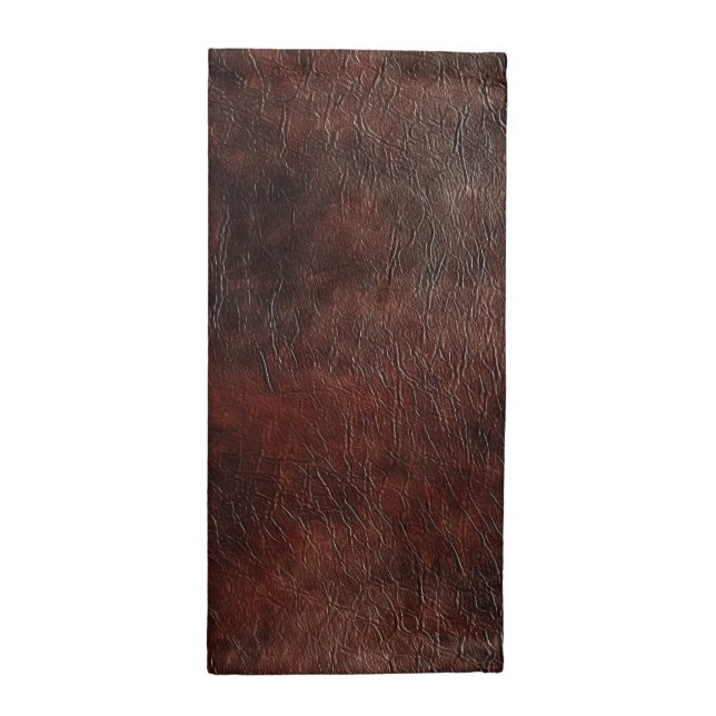 Southwest Faux Brown Leather Cowhide   Cloth Napkin (Half Fold)
