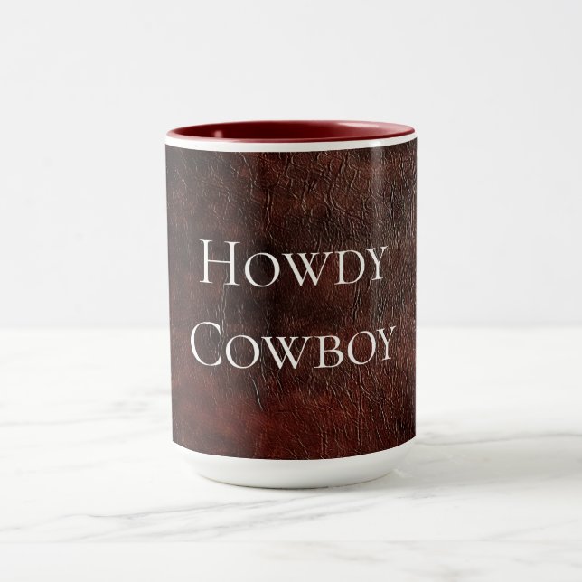 Southwest Faux Brown Leather Cowhide   Mug (Center)