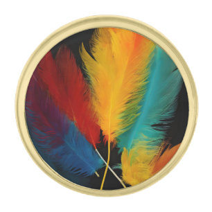 Southwest Feather Abstract Gold Finish Lapel Pin