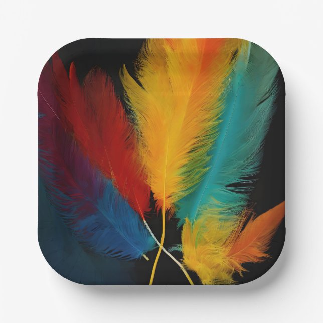 Southwest Feather Abstract Paper Plates (Front)