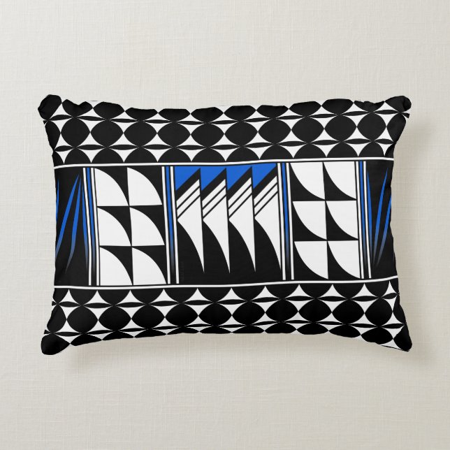 Southwest Feather Blessing in Blue Accent Pillow (Front)