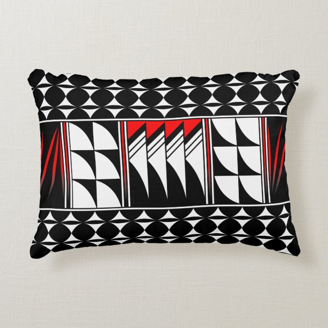 Southwest Feather Blessing in Red Accent Pillow (Front)