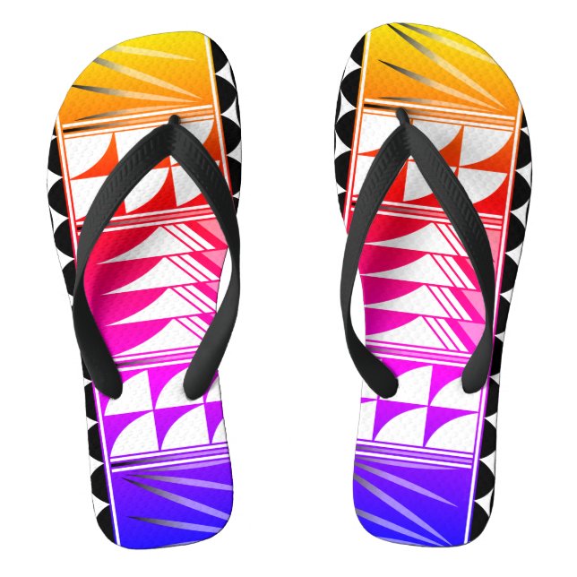 Southwest Feather Blessings in Rainbow Flip Flops (Footbed)