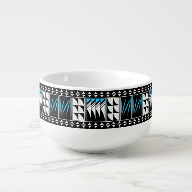 Southwest Feather Blessings in Turquoise Soup Mug (Front)