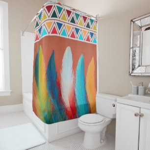 Southwest Feathers Shower Curtain