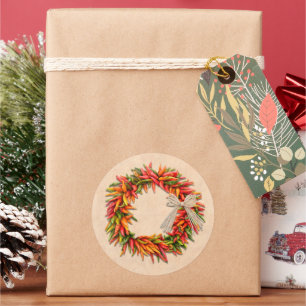 Southwest Festive Colorful Chile Pepper Wreath Classic Round Sticker