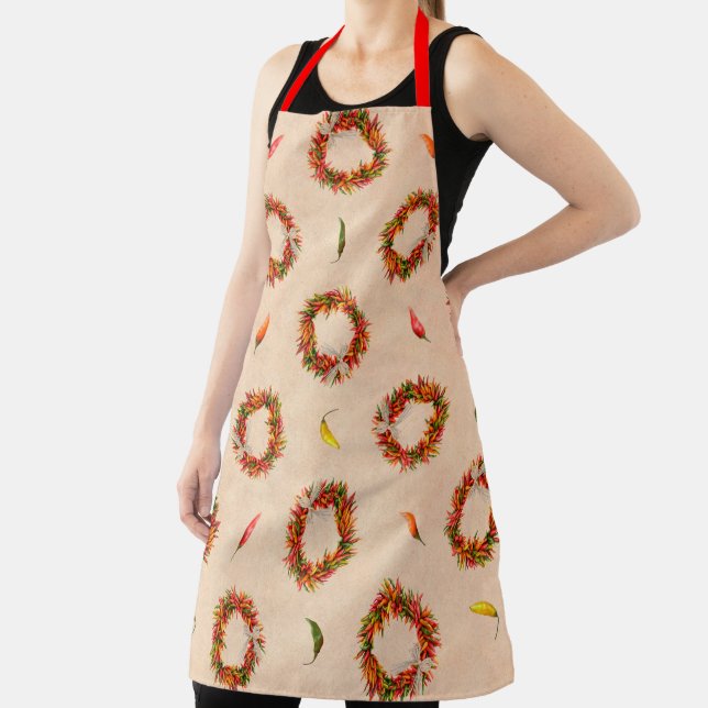 Southwest Festive Colorful Chile Ristra Wreaths  Apron (Insitu)