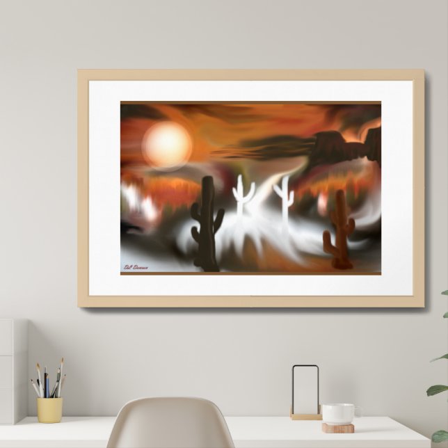 Southwest Fire and Ice Abstract Art Framed Art (Home Office)