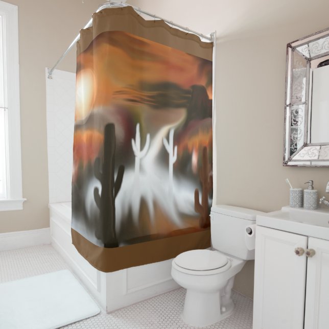 Southwest Fire and Ice Abstract Art Shower Curtain (In Situ)