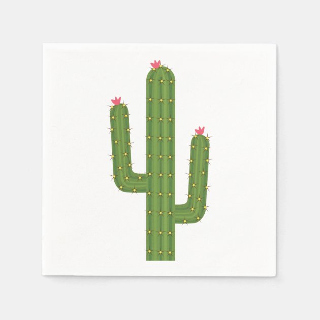 Southwest Floral Green Cactus Pink Flower Wedding Paper Napkin