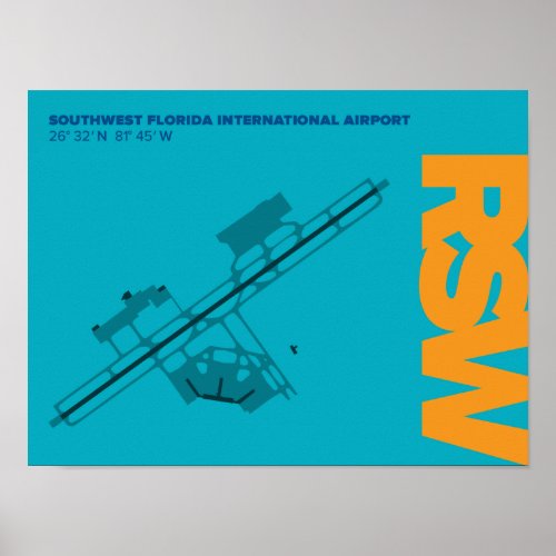 Southwest Florida Airport RSW Airport Diagram Poster