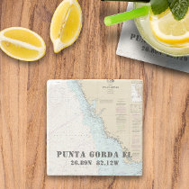 Southwest Florida 🌊 Authentic Nautical Chart Stone Coaster