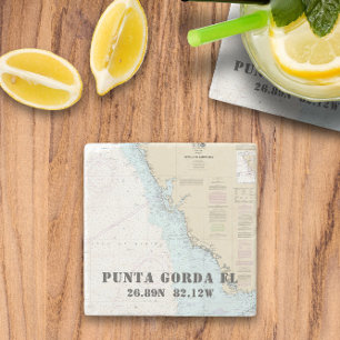Southwest Florida 🌊 Authentic Nautical Chart Stone Coaster