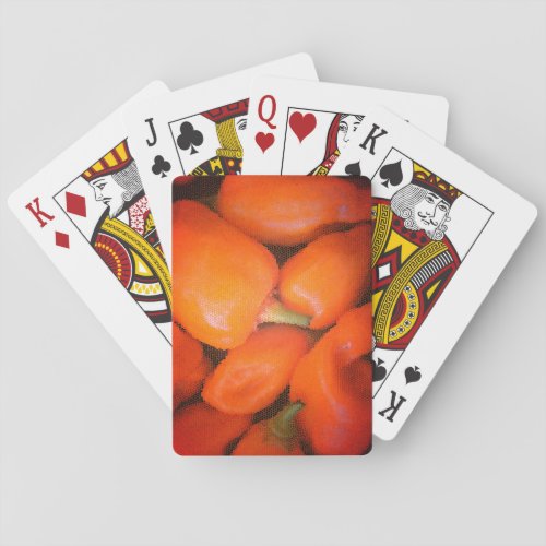 Southwest Food Bright Orange Chili Pepper Mosaic Playing Cards