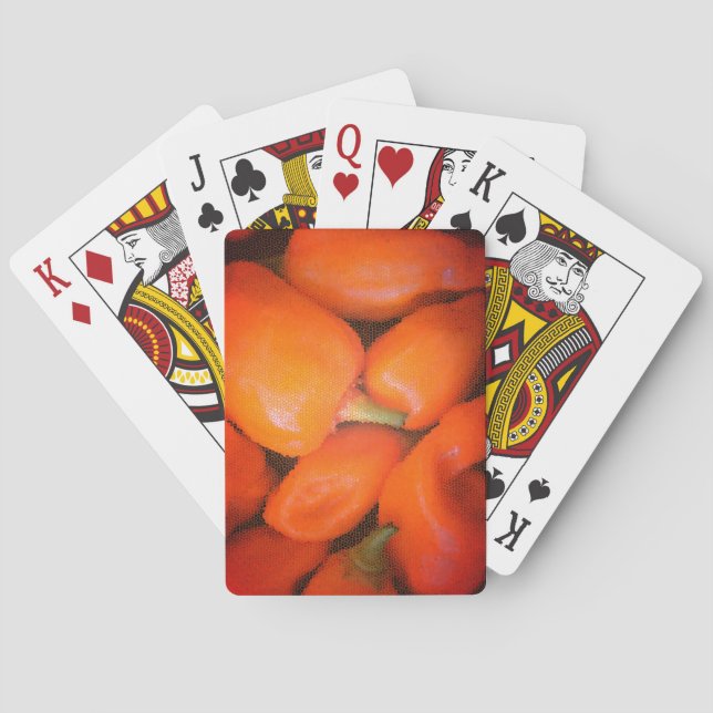 Southwest Food Bright Orange Chili Pepper Mosaic Poker Cards (Back)