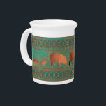 Southwest Fun Javelina Family Copper Teal Beverage Pitcher<br><div class="desc">A verdigris copper patina colored background in teals and turquoise with fun copper colored javelina silhouettes, bordered by geometric patterns inspired by the colors, designs and collared peccarys living near the artist's home in the southwest. Your purchase of my designs on Zazzle products helps support my livelihood as an artist!...</div>