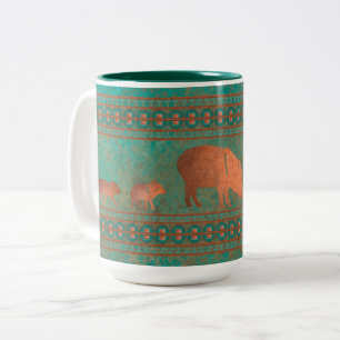 Southwest Fun Javelina Family Copper Teal Two-Tone Coffee Mug