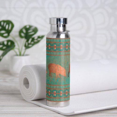 Southwest Fun Javelina Family Copper Teal Water Bottle