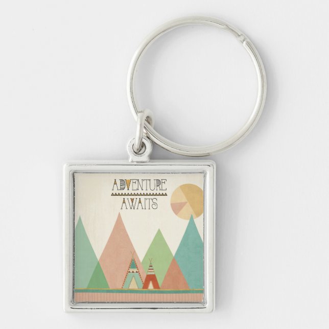 Southwest Geo III | Adventure Awaits Keychain (Front)
