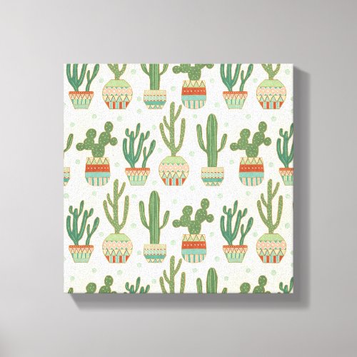 Southwest Geo Step  Cactus Pattern Canvas Print