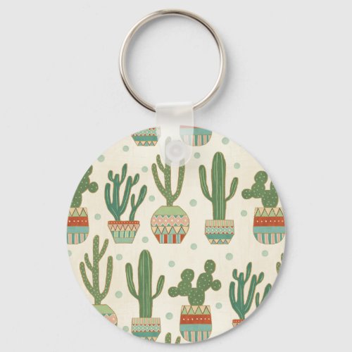 Southwest Geo Step  Cactus Pattern Keychain