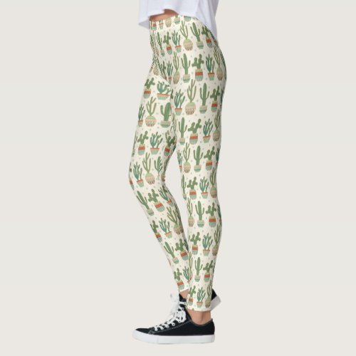 Southwest Geo Step  Cactus Pattern Leggings