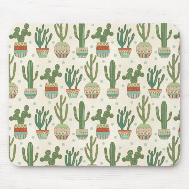 Southwest Geo Step | Cactus Pattern Mouse Pad (Front)