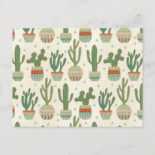 Southwest Geo Step Cactus Pattern Postcard