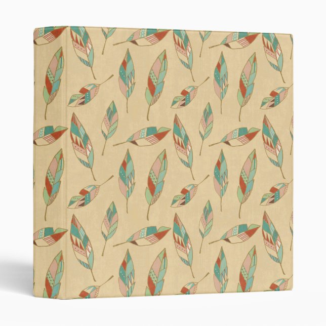 Southwest Geo Step | Coral Feather Pattern Binder (Front/Spine)