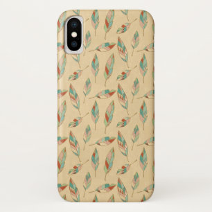 Southwest Geo Step   Coral Feather Pattern iPhone X Case