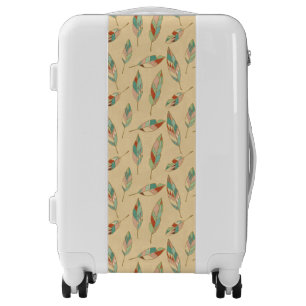 Southwest Geo Step   Coral Feather Pattern Luggage