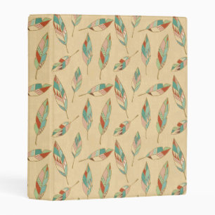 Southwest Geo Step Coral Feather Pattern Mini Binder