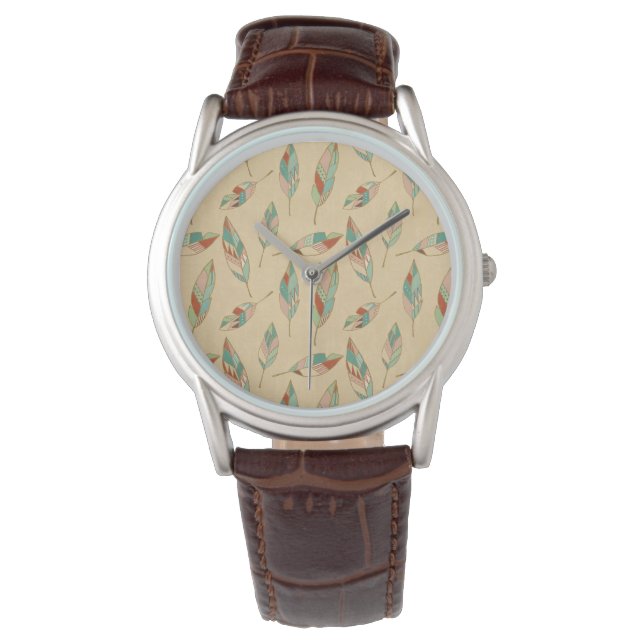 Southwest Geo Step | Coral Feather Pattern Watch (Front)