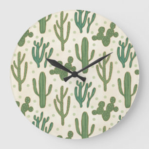 Southwest Geo Step   Desert Cactus Pattern Large Clock