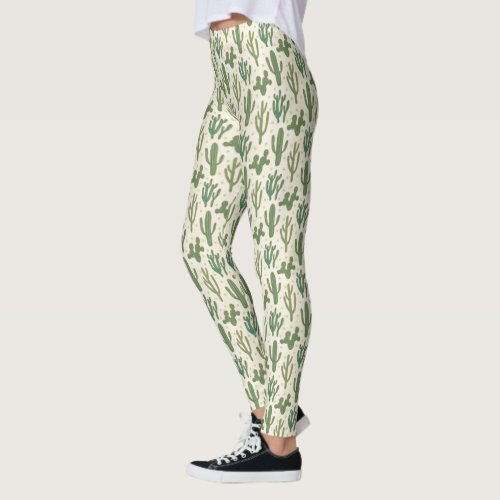 Southwest Geo Step  Desert Cactus Pattern Leggings